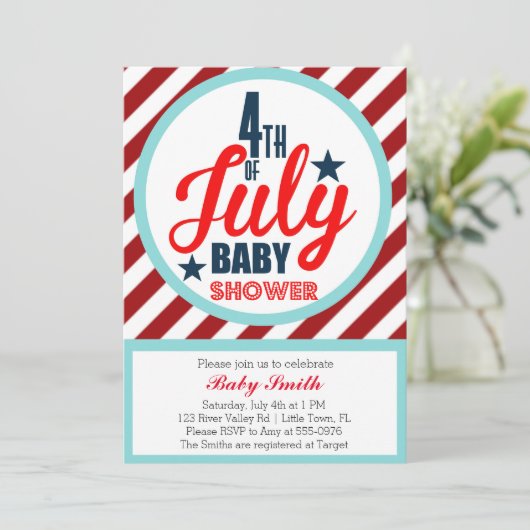 Unabhängigkeitstag-Baby-Dusche Einladung (Stehend Vorderseite)