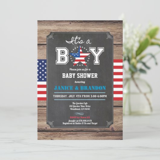 Unabhängigkeitstag Babydusche Einladung (Stehend Vorderseite)