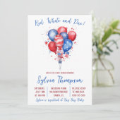 Unabhängigkeitstag, Balloons, Babydusche Einladung (Stehend Vorderseite)
