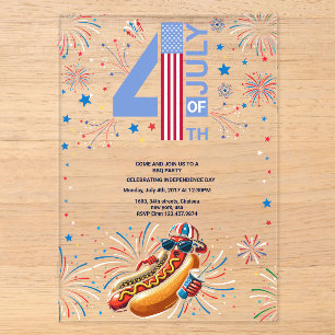 Unabhängigkeitstag BBQ-Party Feuerwerk 4. Juli Acryleinladungen