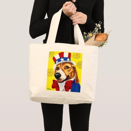 Unabhängigkeitstag-Beagle-HundeTasche Jumbo Stoffbeutel (Vorderseite (Produkt))