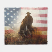 Unabhängigkeitstag Cowboy-Bild. Fleecedecke (Vorderseite (Horizontal))