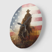 Unabhängigkeitstag Cowboy-Bild. Große Wanduhr (Winkel)
