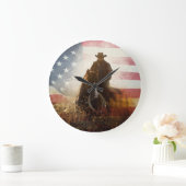 Unabhängigkeitstag Cowboy-Bild. Große Wanduhr (Zuhause)