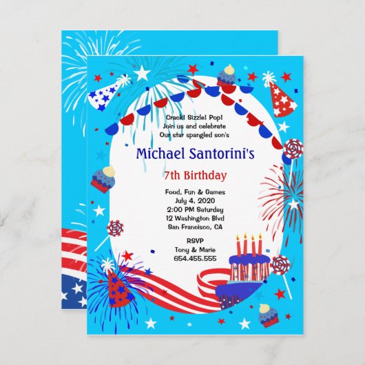 Unabhängigkeitstag Einladung eines Kindes zur Gebu (Vorne/Hinten)