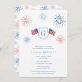 Unabhängigkeitstag Feuerwerk 1. Geburtstag Party Einladung (Vorne/Hinten)