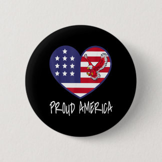 Unabhängigkeitstag-Flagge Herz Adler 4. Juli Button