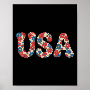 Unabhängigkeitstag Floral USA Coquette Bow 4. Ju Poster