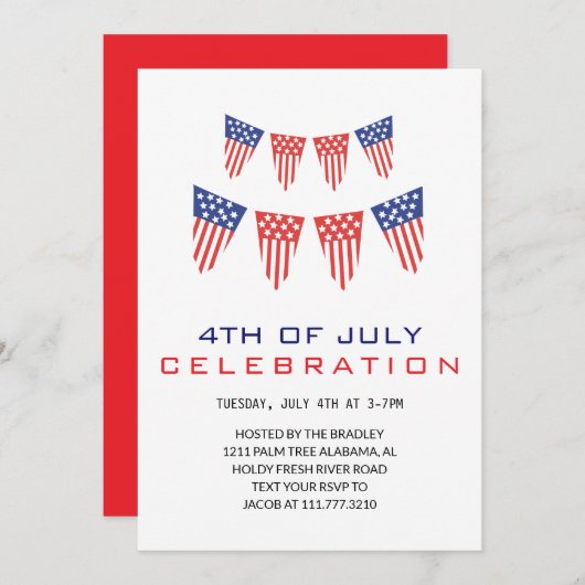 Unabhängigkeitstag für Rote Amerikanische Unabhäng Einladung (Vorne/Hinten)