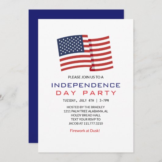 Unabhängigkeitstag für Rote Amerikanische Unabhäng Einladung (Vorne/Hinten)