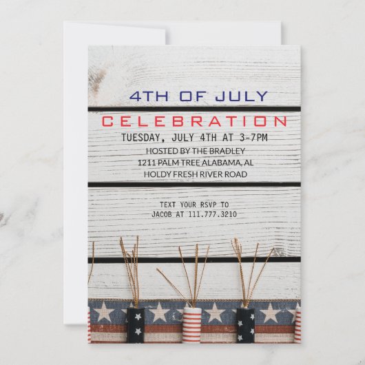 Unabhängigkeitstag für rustikalen Amerikanische Un Einladung (Vorderseite)