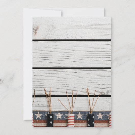 Unabhängigkeitstag für rustikalen Amerikanische Un Einladung (Rückseite)