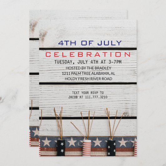 Unabhängigkeitstag für rustikalen Amerikanische Un Einladung (Vorne/Hinten)