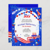 Unabhängigkeitstag: Geburtstagsfeier des Kindes Einladung (Vorne/Hinten)