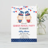 Unabhängigkeitstag Geschlecht offenbart Party Einl Einladung (Stehend Vorderseite)