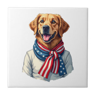 Unabhängigkeitstag Golden Retriever Vintage-Shirt  Fliese