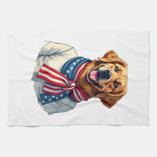 Unabhängigkeitstag Golden Retriever Vintage-Shirt  Geschirrtuch