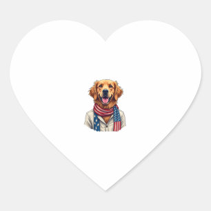 Unabhängigkeitstag Golden Retriever Vintage-Shirt  Herz-Aufkleber