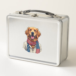 Unabhängigkeitstag Golden Retriever Vintage-Shirt  Metall Brotdose