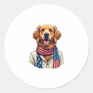 Unabhängigkeitstag Golden Retriever Vintage-Shirt  Runder Aufkleber