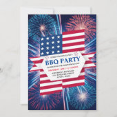 Unabhängigkeitstag GRILLEN 4. Juli Feuerwerk Party Einladung (Vorderseite)