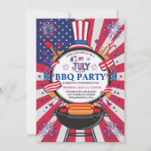 Unabhängigkeitstag GRILLEN 4. Juli Party Einladung (Vorderseite)