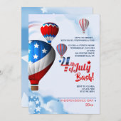 Unabhängigkeitstag Heißluftballons Einladung (Vorne/Hinten)