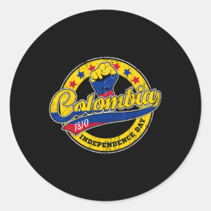 Unabhängigkeitstag Kolumbien Flag Retro Vintagen S Runder Aufkleber