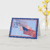 Unabhängigkeitstag mit drei Flaggen Karte (Gelbe Blume)