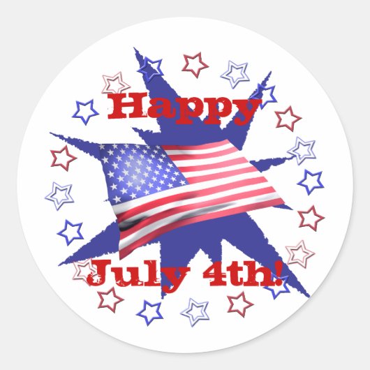 Unabhängigkeitstag Star Circle Runder Aufkleber (Vorderseite)