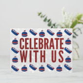 Unabhängigkeitstag Tailgate 4. Juli Glitzer Einladung (Stehend Vorderseite)