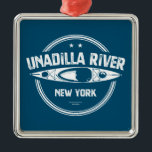 Unadilla River New York Kayak Ornament Aus Metall<br><div class="desc">Der Unadilla ist ein 120 km langer Fluss im zentralen New Yorker Staat. Der Fluss beginnt nordöstlich des Dorfes Millers Mills und fließt im Allgemeinen südlich zum Dorf Sidney,  wo er sich mit dem Susquehanna-Fluss,  der in die Chesapeake-Bucht fließt,  zusammenfügt</div>