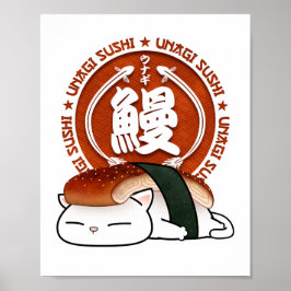 Unagi Eel Sushi Cat Poster