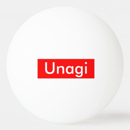 Unagi-Etikett Tischtennisball (Rückseite)