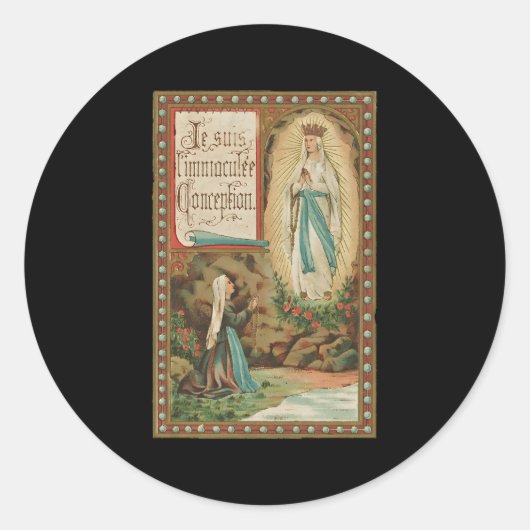 Unakkurate Empfängnis Unsere Frau Lourdes Bernadet Runder Aufkleber (Vorderseite)