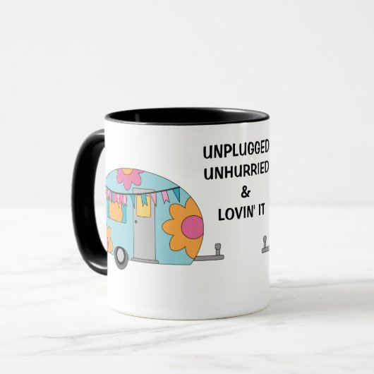 Unangekuppelte Lovin' It Retro Camper Tasse (Vorderseite Links)