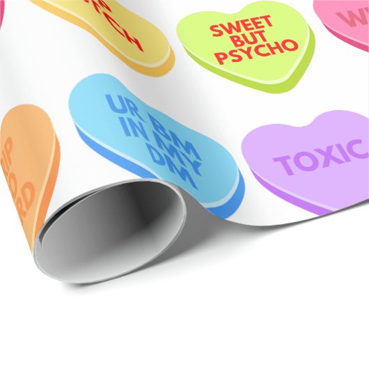 Unangemessene Gespräche mit Candy Hearts Geschenkpapier (Rolleneckpunkt)