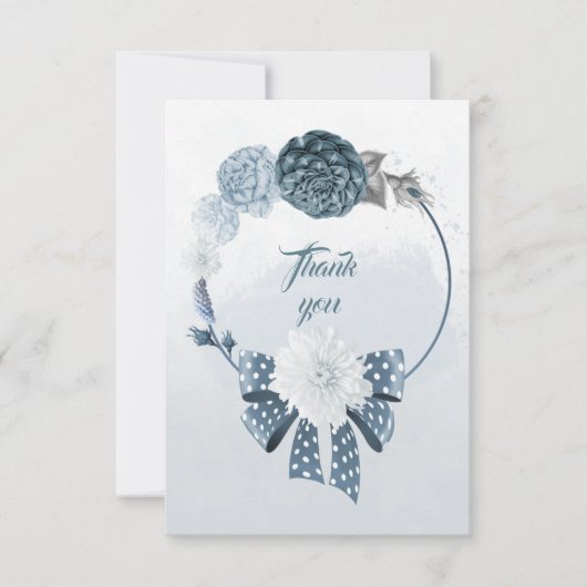 Unangenehme blaue Farbtöne Blume schaden dank Kart Dankeskarte (Vorderseite)