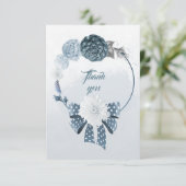 Unangenehme blaue Farbtöne Blume schaden dank Kart Dankeskarte (Stehend Vorderseite)