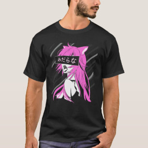 Unanständige Waifu japanisches Raubtier-Katze-Mädc T-Shirt