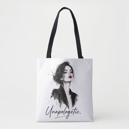 Unapologetic. Minimalistische Statement-Baumwollta Tasche (Vorderseite)