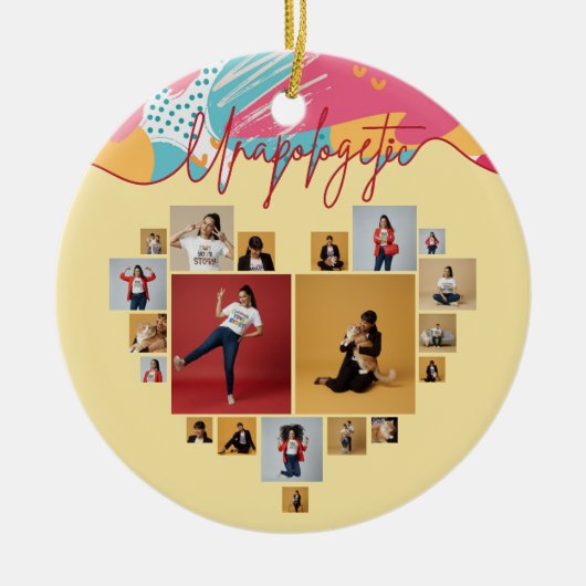 Unapologetic Personalized Feminine Photo Collage Keramik Ornament (Vorne)
