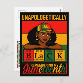 Unapologetically Black Woman Juneteenth 1865 Perio Feiertagspostkarte