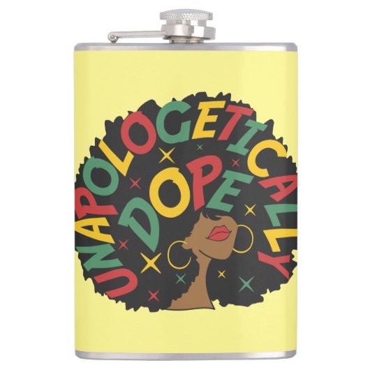 Unapologetisch dope Black Girl Afro Flachmann (Vorderseite)