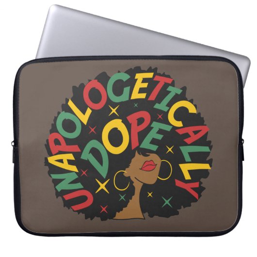 Unapologetisch dope Black Girl Afro Laptopschutzhülle (Vorderseite)