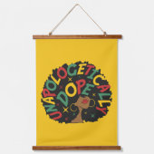 Unapologetisch dope Black Girl Afro Wandteppich Mit Holzrahmen (Vorderseite)