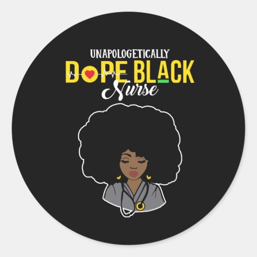 Unapologetisch Dope Black Nurse Runder Aufkleber (Vorderseite)