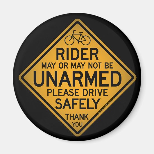 "UNARMED RIDER" Black Round Magnet (Vorne)