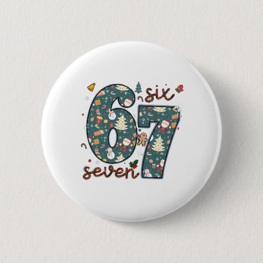 Unartig Nett Sechs Sieben 67 Brainrot Weihnachten Button (Vorderseite)