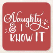 unartig und ich weiß es Funny Christmas Rechteckiger Pappuntersetzer (Vorderseite)